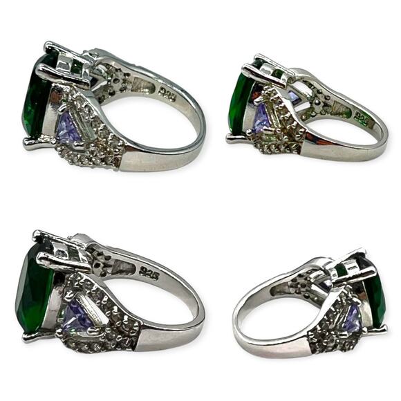 Sterling Silver Citrine Ring Tanzanite 925 Green Purple Statement Jewelry - Picture 8 of 10